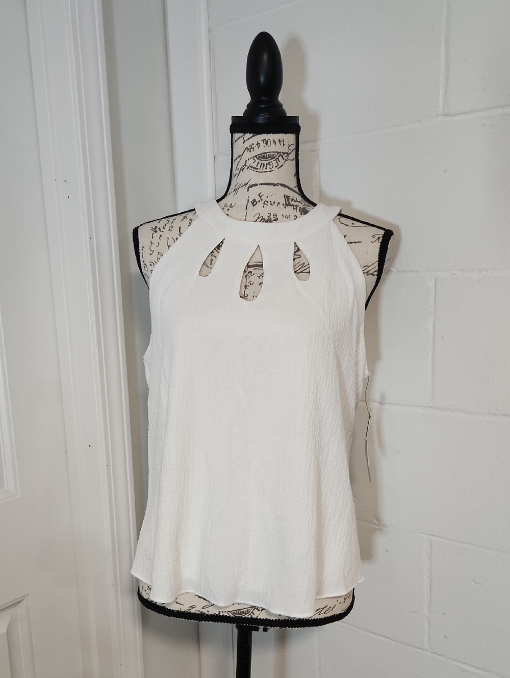 A. Byer White Halter Camisole with Cutout Neckline Large NWT
